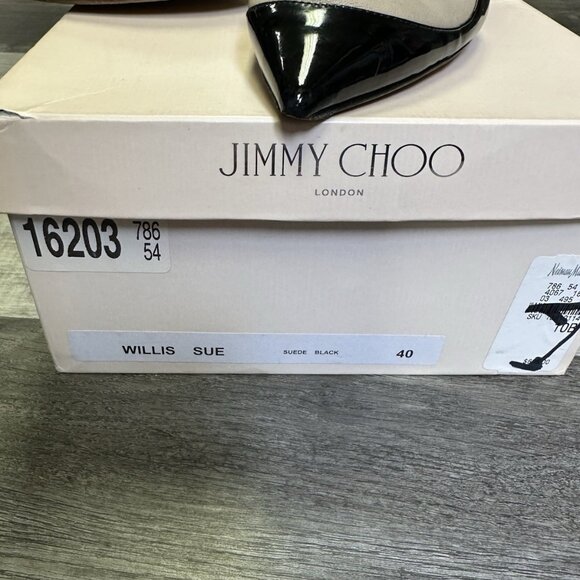 Jimmy Choo Willis Half D’Orsay Pumps Black Beige Patent & Suede - Picture 4 of 7